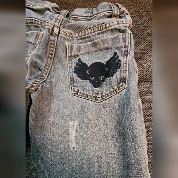 Boys Distressed Vintage Dickies Jeans with Skull Patch. Size 8 - Picture 5 of 12